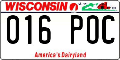 WI license plate 016POC
