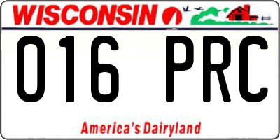 WI license plate 016PRC