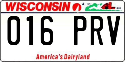WI license plate 016PRV