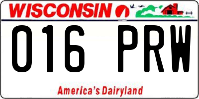 WI license plate 016PRW