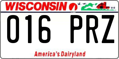WI license plate 016PRZ
