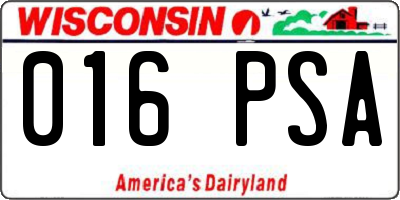 WI license plate 016PSA