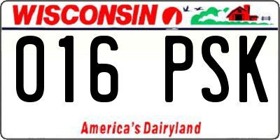 WI license plate 016PSK