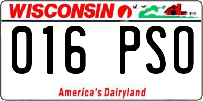 WI license plate 016PSO