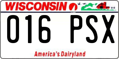 WI license plate 016PSX