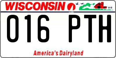 WI license plate 016PTH