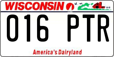 WI license plate 016PTR