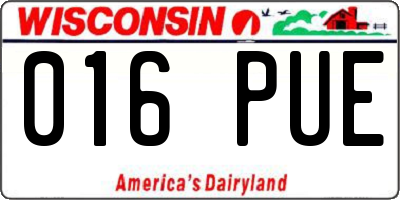 WI license plate 016PUE