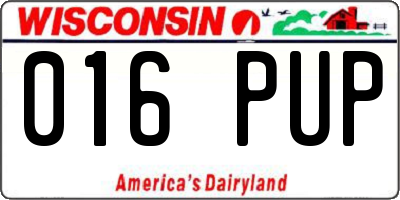 WI license plate 016PUP