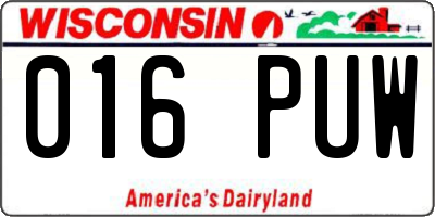 WI license plate 016PUW