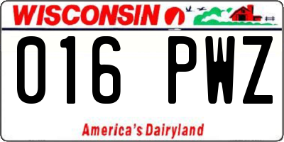 WI license plate 016PWZ