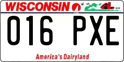 WI license plate 016PXE