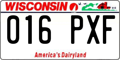 WI license plate 016PXF