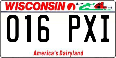 WI license plate 016PXI