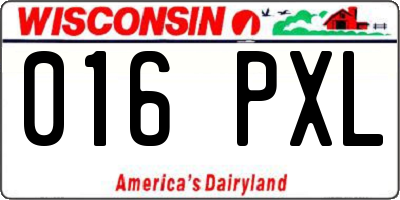 WI license plate 016PXL