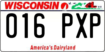WI license plate 016PXP