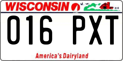 WI license plate 016PXT