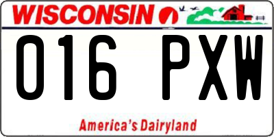 WI license plate 016PXW