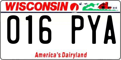 WI license plate 016PYA