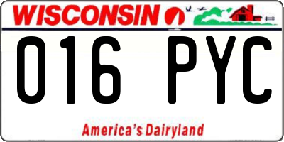 WI license plate 016PYC