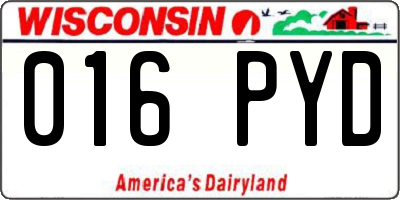 WI license plate 016PYD