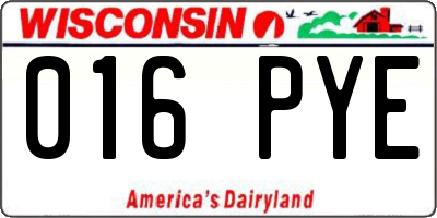 WI license plate 016PYE