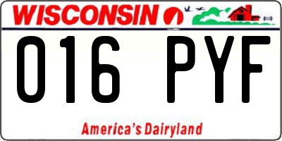 WI license plate 016PYF