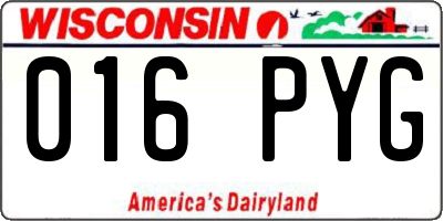WI license plate 016PYG