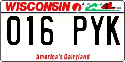 WI license plate 016PYK