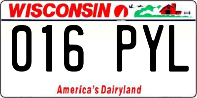WI license plate 016PYL