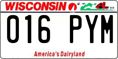 WI license plate 016PYM