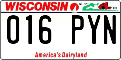WI license plate 016PYN