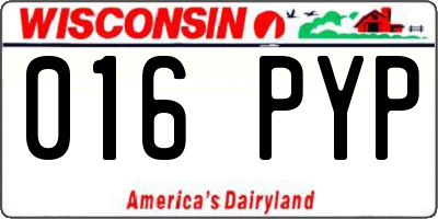 WI license plate 016PYP