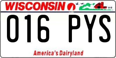 WI license plate 016PYS