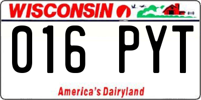 WI license plate 016PYT