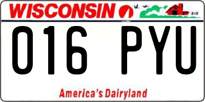 WI license plate 016PYU