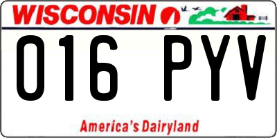 WI license plate 016PYV