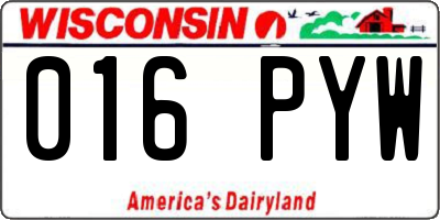 WI license plate 016PYW