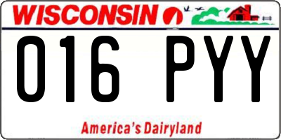 WI license plate 016PYY