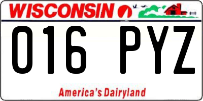 WI license plate 016PYZ