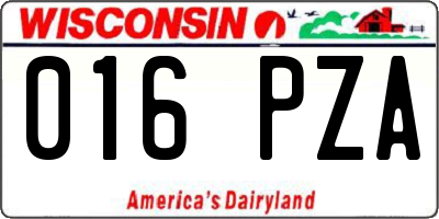 WI license plate 016PZA