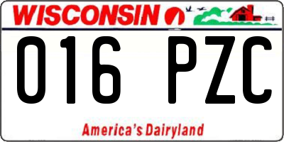WI license plate 016PZC