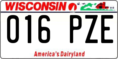 WI license plate 016PZE