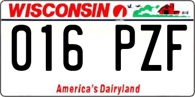 WI license plate 016PZF