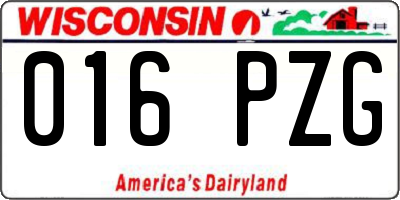 WI license plate 016PZG