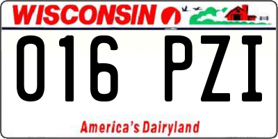 WI license plate 016PZI