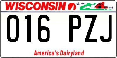 WI license plate 016PZJ