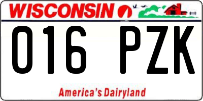 WI license plate 016PZK