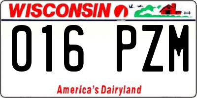 WI license plate 016PZM