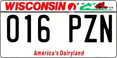WI license plate 016PZN